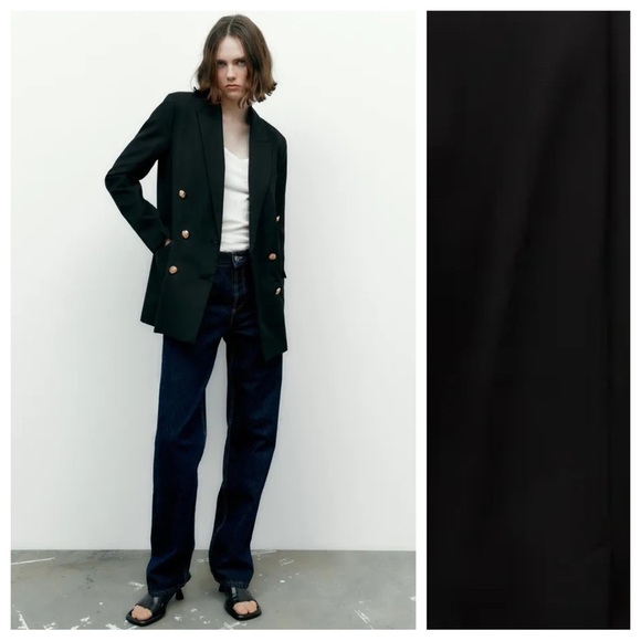 Zara Jackets & Blazers - NWT. Zara Black Gold Buttons Straight Blazer. Size XS.